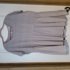 Chic soul Grey embroidered eyelet peplum ruffle bottom babydoll blouse